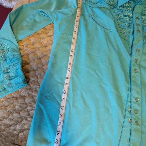 NWT Scully Turquoise Tool Embroidery Button Up Shirt - Picture 8 of 9